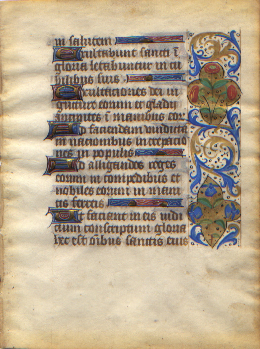 13th Century French Illuminated Manuscript Leaf 9 X 