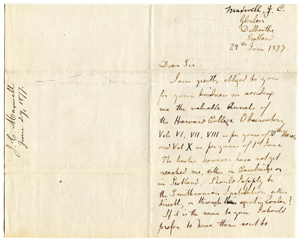 Autograph Letters Signed ALS | JAMES CLERK MAXWELL | 1st Edition