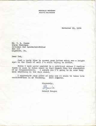 Item #1354 Typed Letter Signed. RONALD REAGAN