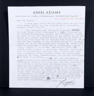 Item #1524 Typed Letter Signed. Ansel Adams