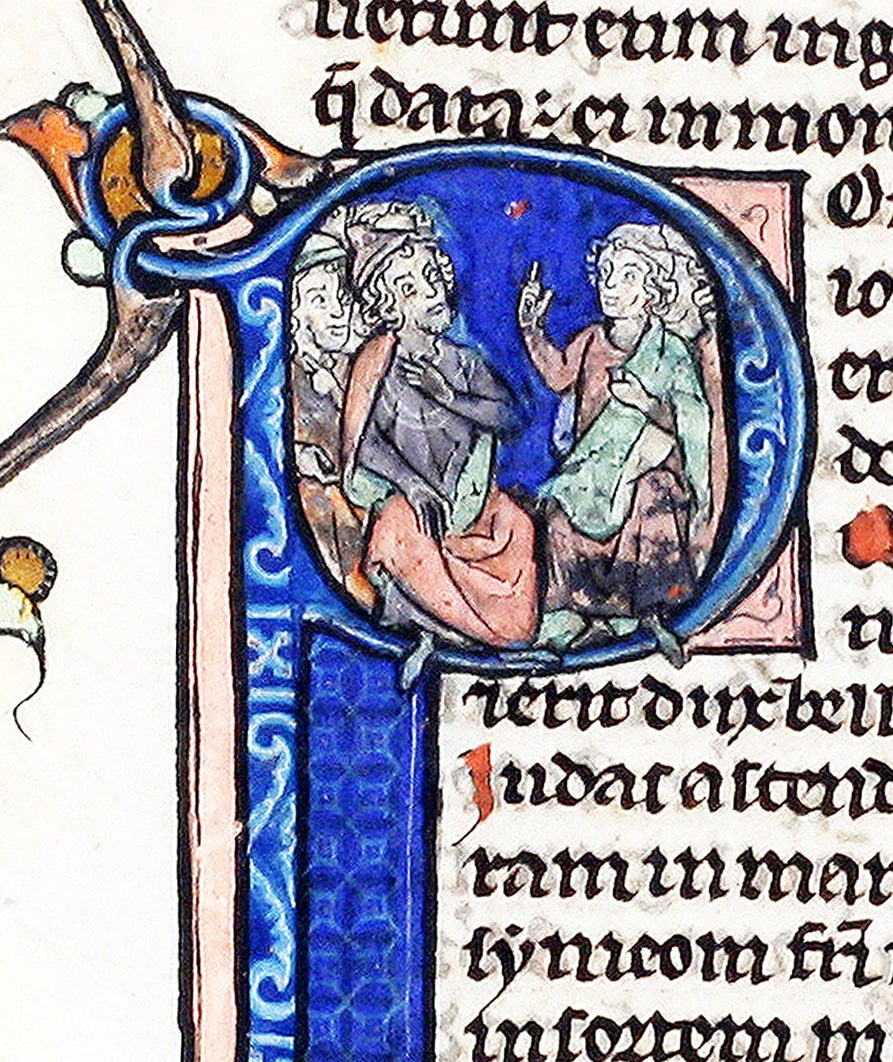 Thirteenth-Century Leaf with Historiated Initial and Text from the