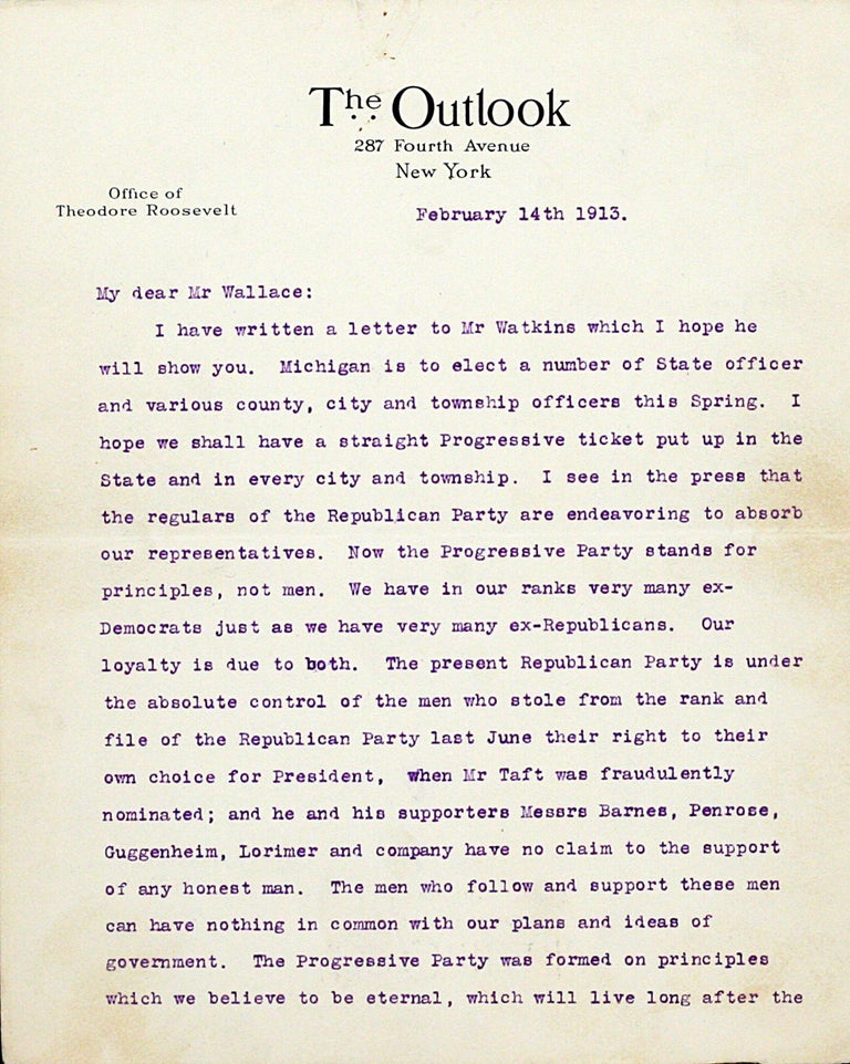Item #2110 Typed Letter Signed. THEODORE ROOSEVELT.