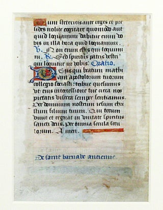 Illuminated Manuscript: Leaf with Miniature of Saint Barnabas