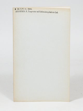Remarques generales sur les Temp&eacute;ratures du globe terrestre et des espaces plan&eacute;taires [Fourier]. WITH: Ueber den Einfluss des atmosph&auml;rischen Kohlens&auml;uregehalts auf die Temperatur der Erdoberfl&auml;che [Arrhenius]