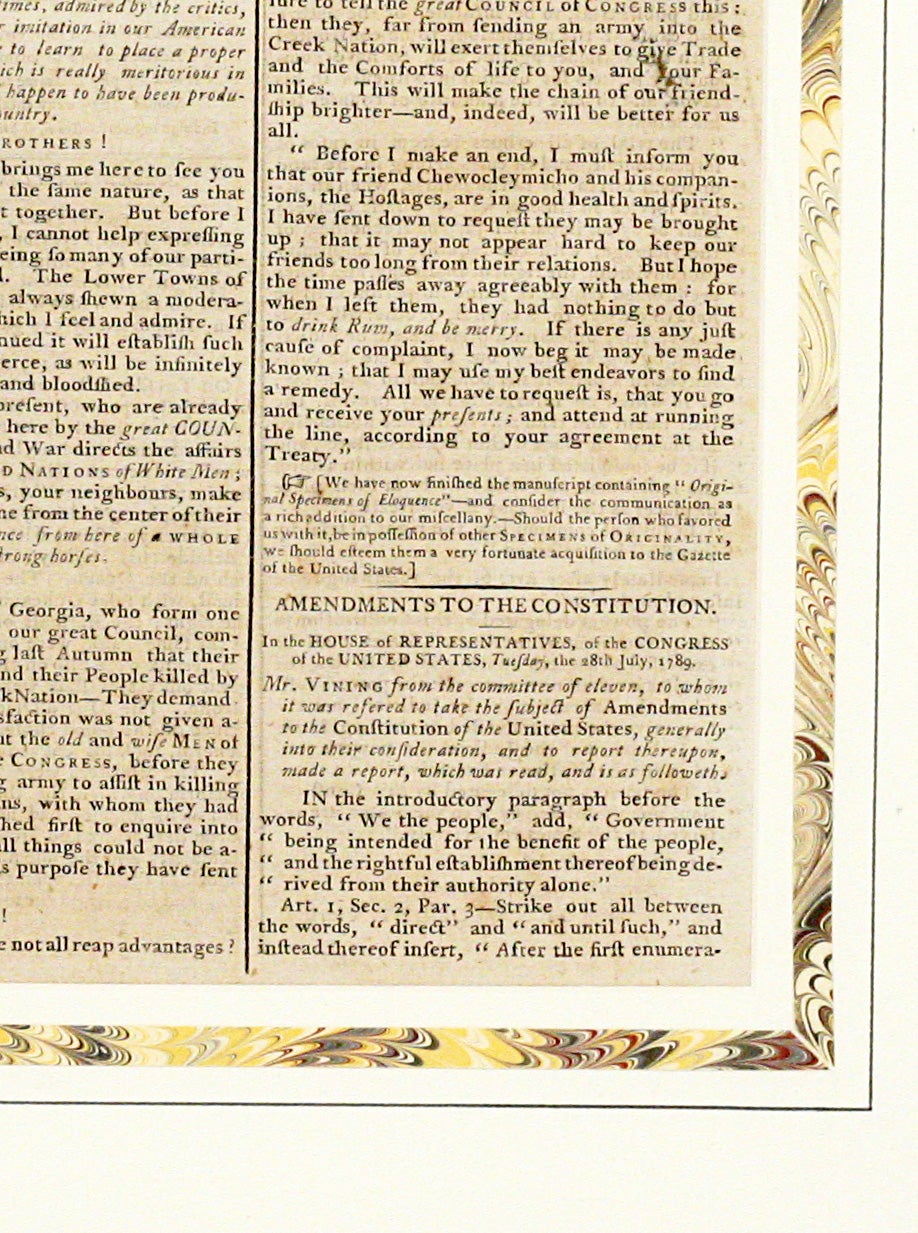 Amendments to the Constitution in Gazette of the United States The Bill ...