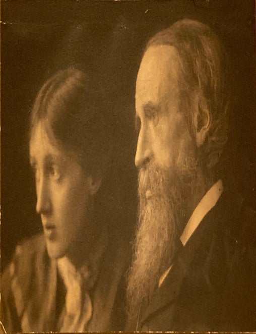 Item #2477 Photograph of Virginia Woolf with Her Father. VIRGINIA WOOLF, LESLIE STEPHEN, GEORGE CHARLES BERESFORD.