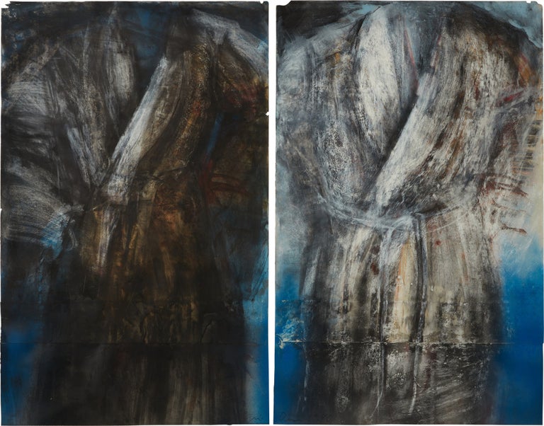 Item #2478 Two Standing by Indian Lake [Mixed Media Painting]. JIM DINE.