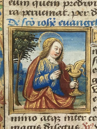 Item #2490 Illuminated Miniatures of St John the Baptist and St John the Evangelist on a Leaf...