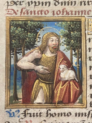 Illuminated Miniatures of St John the Baptist and St John the Evangelist on a Leaf from a c.1500 Book of Hours
