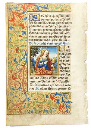 Illuminated Miniatures of St John the Baptist and St John the Evangelist on a Leaf from a c.1500 Book of Hours