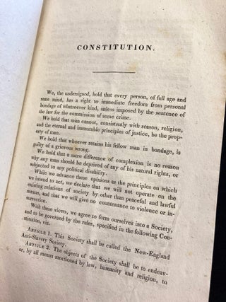 Constitution of the New England Anti-Slavery Society (1832). WITH: Declaration of the Anti-Slavery Convention Assembled in Philadelphia, December 4, 1833 (1833)