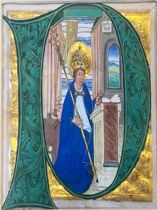 Item #2547 Large Historiated Initial Featuring Illuminated Miniature of a Pope. ILLUMINATED...