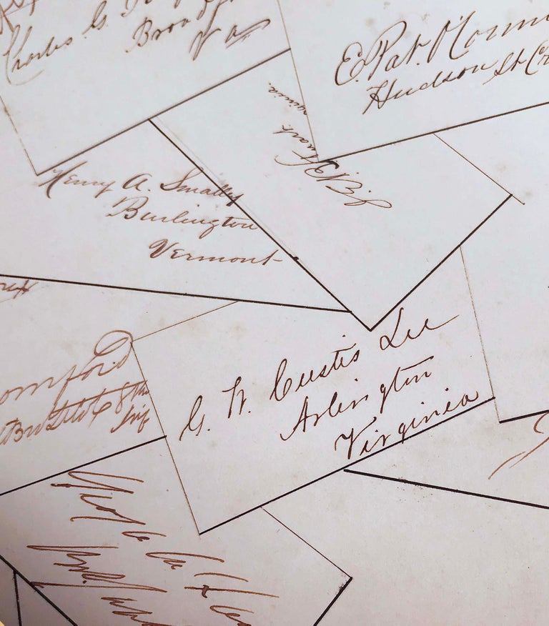 Item #2621 USMA West Point Class of 1854 Signatures. WITH: Original Ink-Drawn Map and Watercolor View. CIVIL WAR, WEST POINT, JEB STUART, GEORGE WASHINGTON CUSTIS LEE, ALBERT J. MYER, STEPHEN D. LEE, ALEXANDER STEWART WEBB.