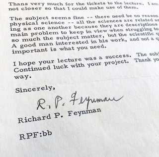 Item #2679 Typed Letter Signed [TLS]. RICHARD FEYNMAN