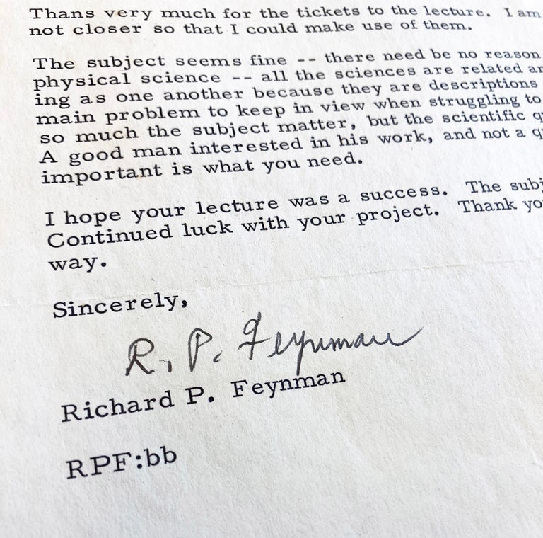 Item #2679 Typed Letter Signed [TLS]. RICHARD FEYNMAN.