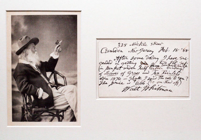 Autographed Letter Signed [ALS] Mentioning "Leaves of Grass". Walt Whitman.