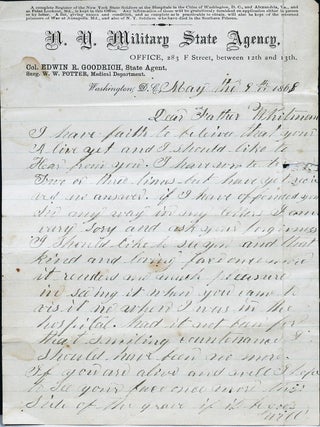 Autograph Letter Draft to Alfred Pratt. WITH: Alfred Pratt’s autograph letter to Whitman