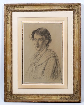 Item #2797 “Miss Virginia Stephen”: Large Charcoal Drawing of Virginia Woolf. VIRGINIA WOOLF,...