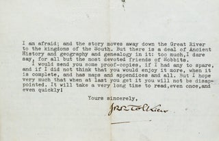 Item #2798 Typed Letter Signed [TLS] introducing The Lord of the Rings. J. R. R. TOLKIEN