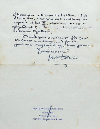 Autograph Letter Signed [ALS] on The Lord of the Rings
