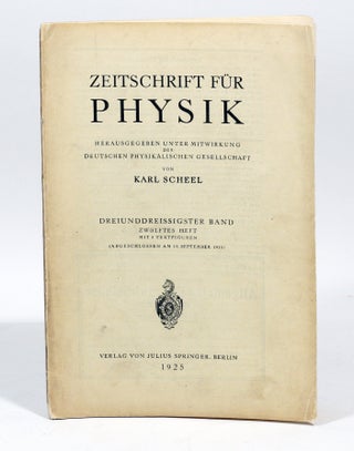 Item #2821 Über quantentheoretische Umdeutung kinematischer und mechanischer Beziehungen [On the...