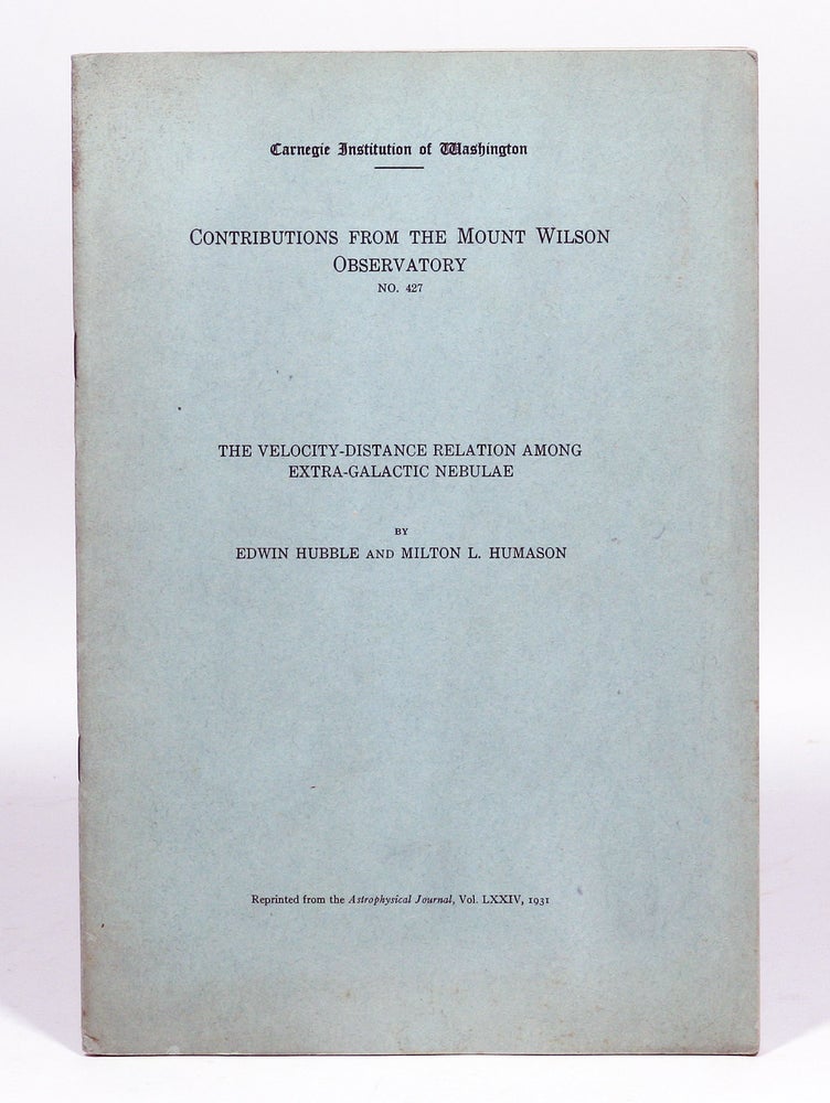 Edwin Hubble Book The Velocity-Distance Relation Among Extra-Galactic Nebulae | EDWIN ...