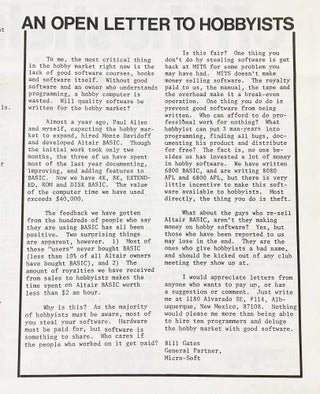 An Open Letter to Hobbyists