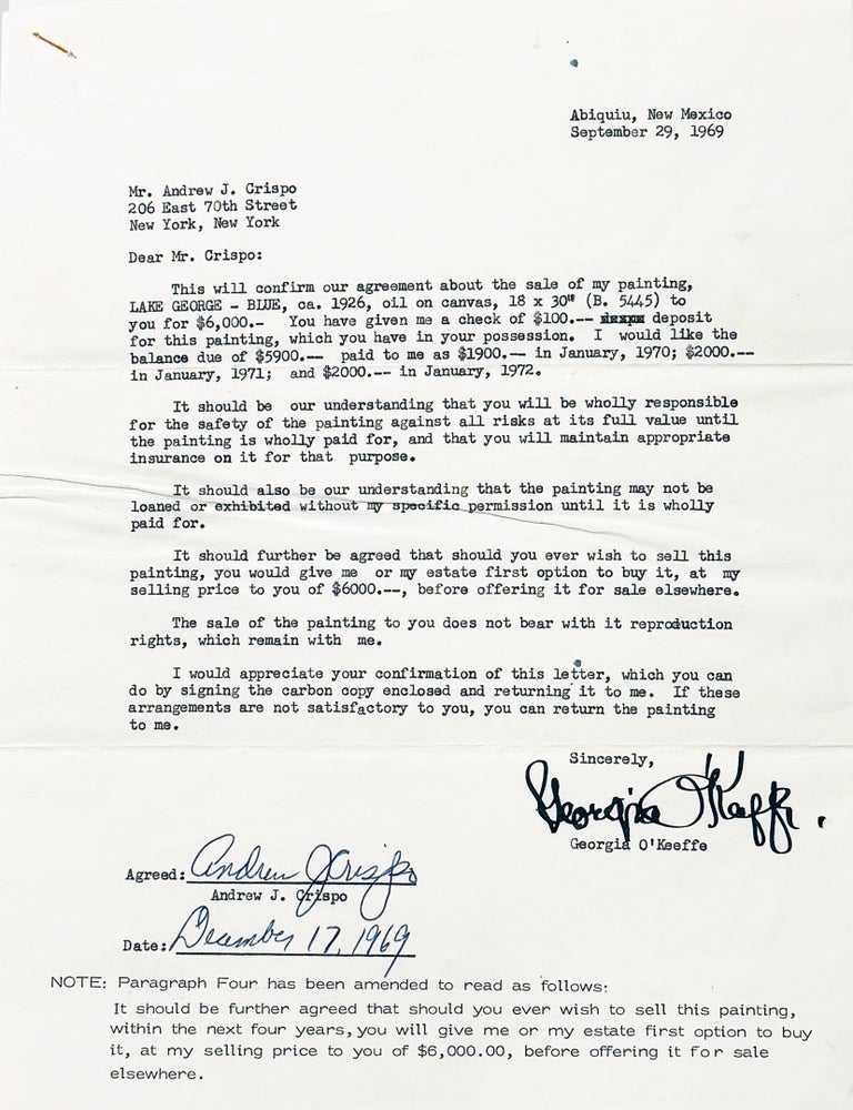 Item #2925 Typed Letters Signed. GEORGIA O'KEEFFE.