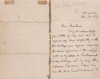 Item #2946 Autograph Letter Signed on Women’s Suffrage. JOHN STUART MILL