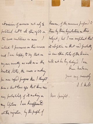 Autograph Letter Signed on Women’s Suffrage