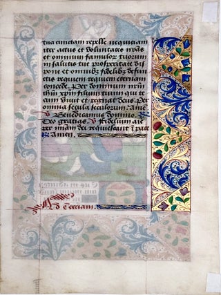 Illuminated Manuscript Leaf: Announcement to the Shepherds by the well known Entry Master of Lyon, France (c.1500)
