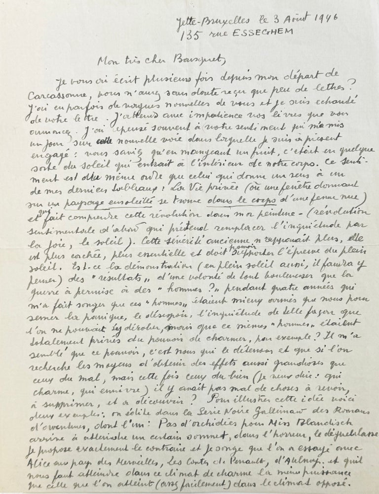 Autograph Letter Signed [ALS] to Jo&euml; Bousquet. REN&Eacute; MAGRITTE.