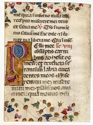 Item #2976 Illuminated Manuscript: Large Gold Initial with Passage from Book of Job. ILLUMINATED...