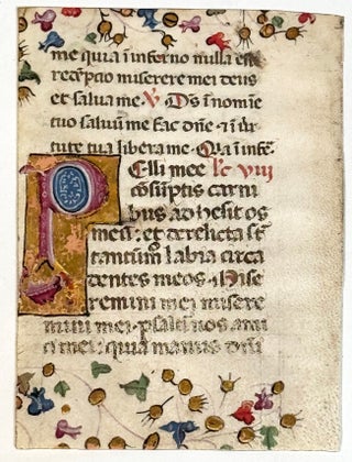 Item #2976 Illuminated Manuscript: Large Gold Initial with Passage from Book of Job. ILLUMINATED...