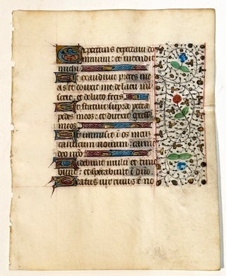 Item #2984 Illuminated Manuscript Leaf: Psalms and Hourly Prayers. ILLUMINATED MANUSCRIPT LEAF
