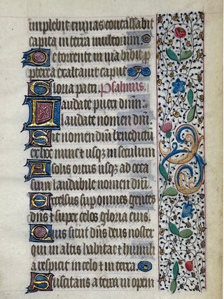 Item #2985 Manuscript Leaf: French Book of Hours Containing Psalms 112 and 121. ILLUMINATED...