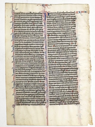 Item #2990 Illuminated Manuscript Leaf From Genesis: Joseph&rsquo;s Story (c. 1250). ILLUMINATED...