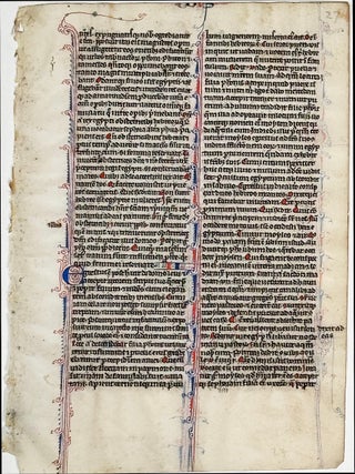 Item #2992 Illuminated Manuscript Leaf: The Story of Moses from Exodus Chapter II (c. 1250)....