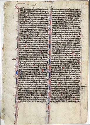 Item #2992 Illuminated Manuscript Leaf: The Story of Moses from Exodus Chapter II (c. 1250)....