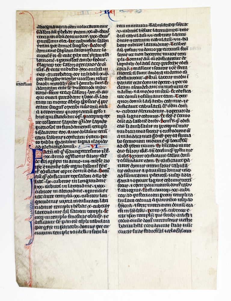 Item #2994 Illuminated Manuscript Leaf: Book of Solomon (c. 1260). ILLUMINATED MANUSCRIPT LEAF.