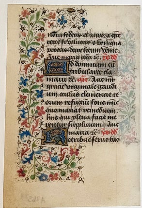 Item #2995 Illuminated Manuscript Leaf from a 15th Century Book of Hours. ILLUMINATED MANUSCRIPT...