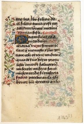 Illuminated Manuscript Leaf from a 15th Century Book of Hours