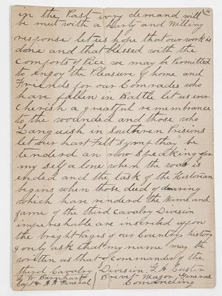 Manuscript of Congratulatory Order to the Third Cavalry Division; Custer's Carte De Visite; Soldier's Discharge Papers