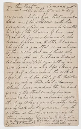 Manuscript of Congratulatory Order to the Third Cavalry Division; Custer's Carte De Visite; Soldier's Discharge Papers