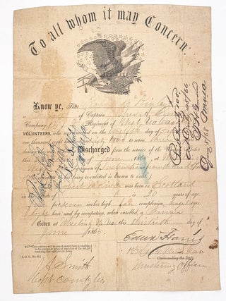 Manuscript of Congratulatory Order to the Third Cavalry Division; Custer's Carte De Visite; Soldier's Discharge Papers