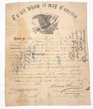 Manuscript of Congratulatory Order to the Third Cavalry Division; Custer's Carte De Visite; Soldier's Discharge Papers