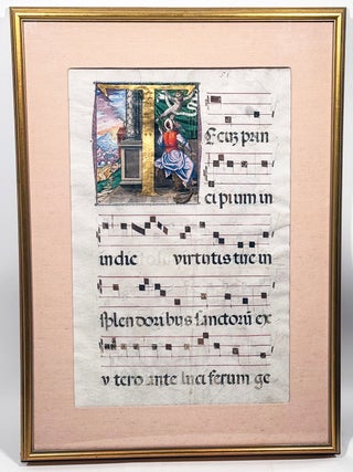 Illuminated Manuscript Leaf from and Antiphonal with Miniature of King David; Psalms 110, 111