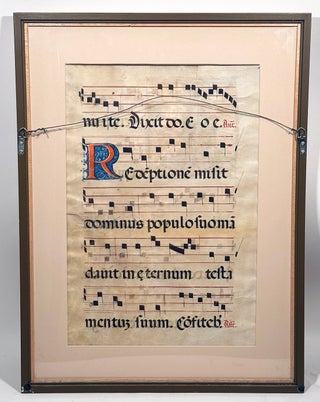 Illuminated Manuscript Leaf from and Antiphonal with Miniature of King David; Psalms 110, 111