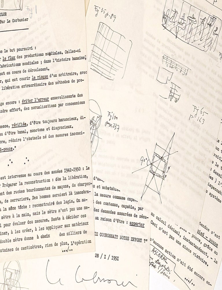 Item #3031 Le Modulor: Annotated Typescript Signed with Drawings. LE CORBUSIER, Charles-&Eacute;douard Jeanneret.