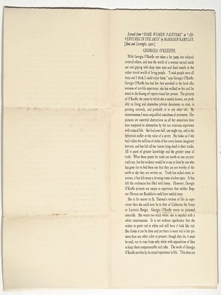 Alfred Stieglitz Presents One Hundred Pictures: Oils, Water-Colors, Pastels, Drawings, by Georgia O’Keeffe, American